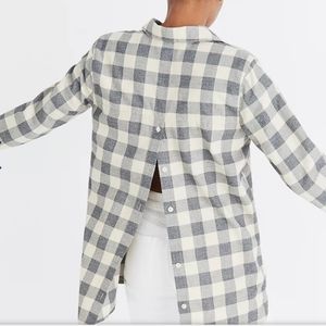 Madewell Classic Ex-boyfriend Pullover Flannel With Button Down Back Sz XL